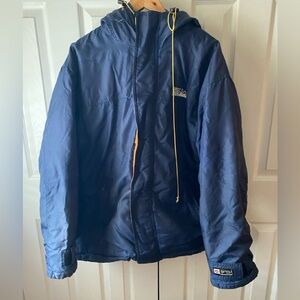 VINTAGE FIRST DOWN Navy Blue Ripstop Nylon 3-in-1 Down-Filled Puffer Parka XL
